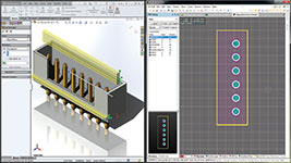 Figure 3. Working on the same component in MCAD and ECAD design environments.